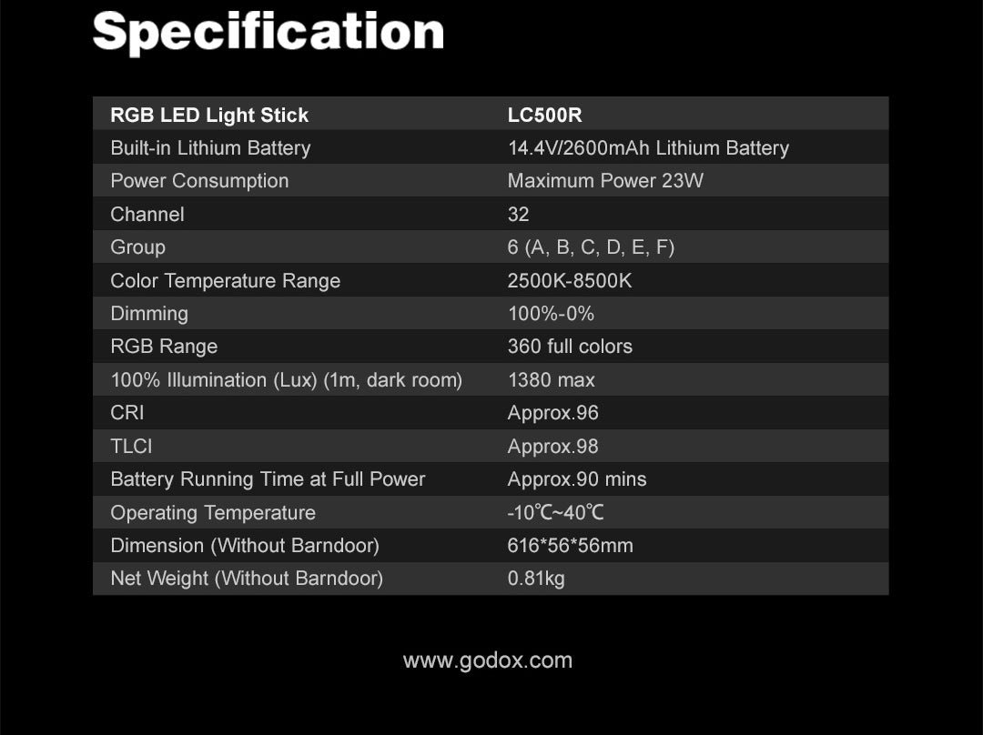 GODOX LC500R RGB LED Light Stick