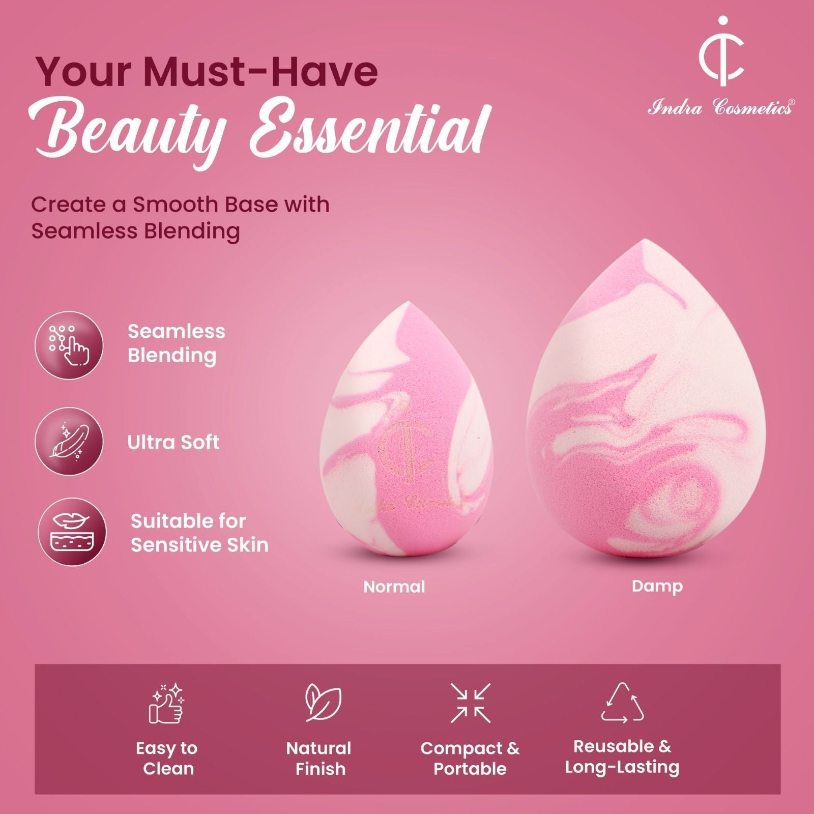 Indra Cosmetics® Marble Makeup Sponge